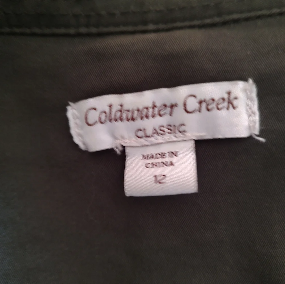 Coldwater Creek Coat Jacket Olive Green Size 12 Trench Utility Belt